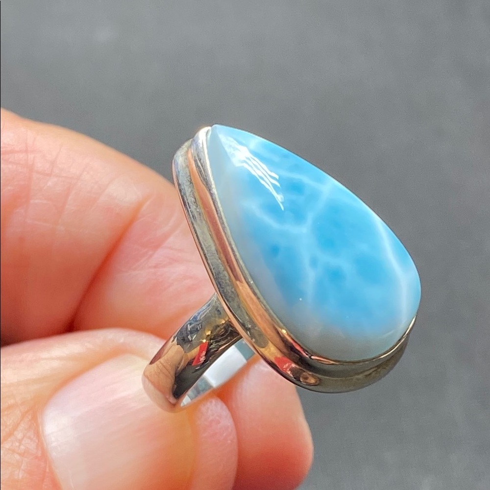 Larimar Ring Size 6 in Solid Sterling Silver 925 - Picture 3 of 9